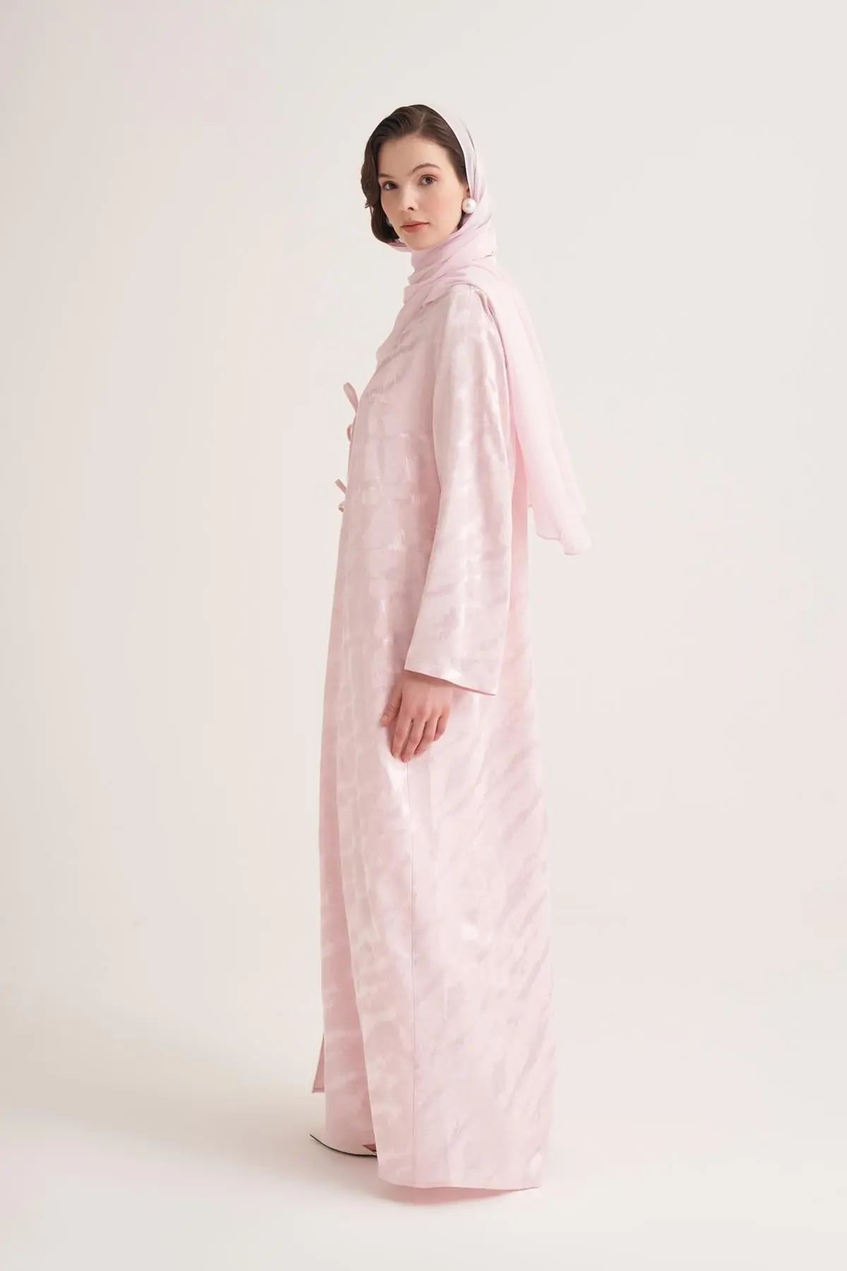 Mila Linen Abaya & Scarf – Pink, photo 2