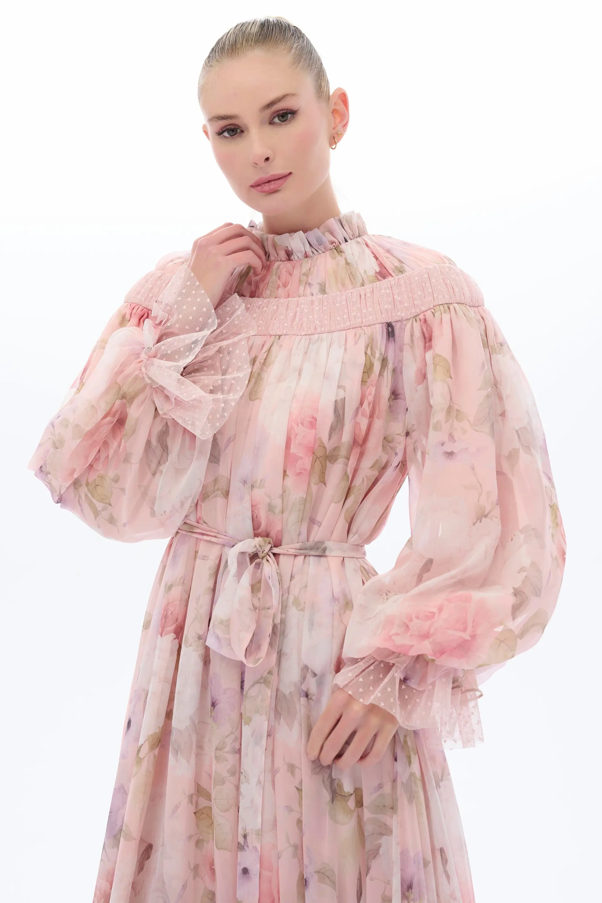 Floral Patterned Ethnic Dress in Pink, photo 2