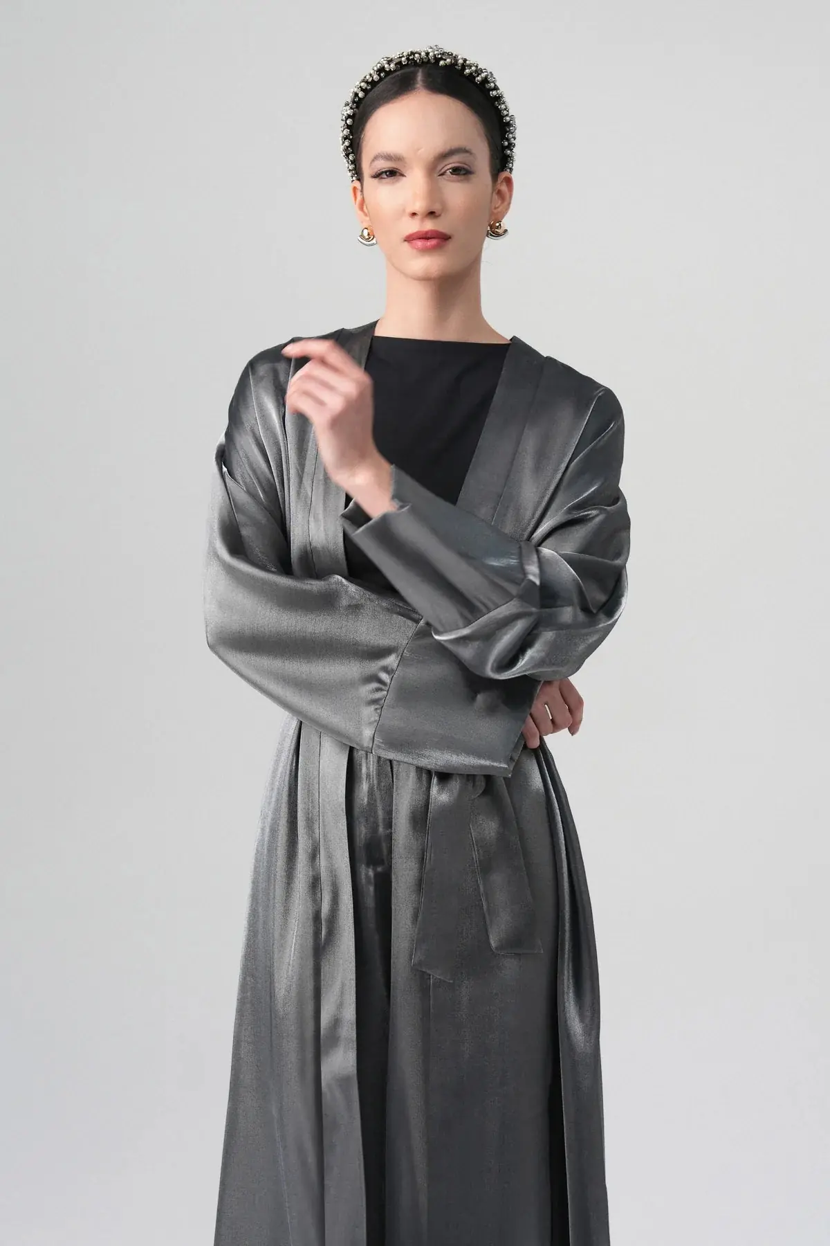 Sorelle Metallic Abaya - Gray, photo 4