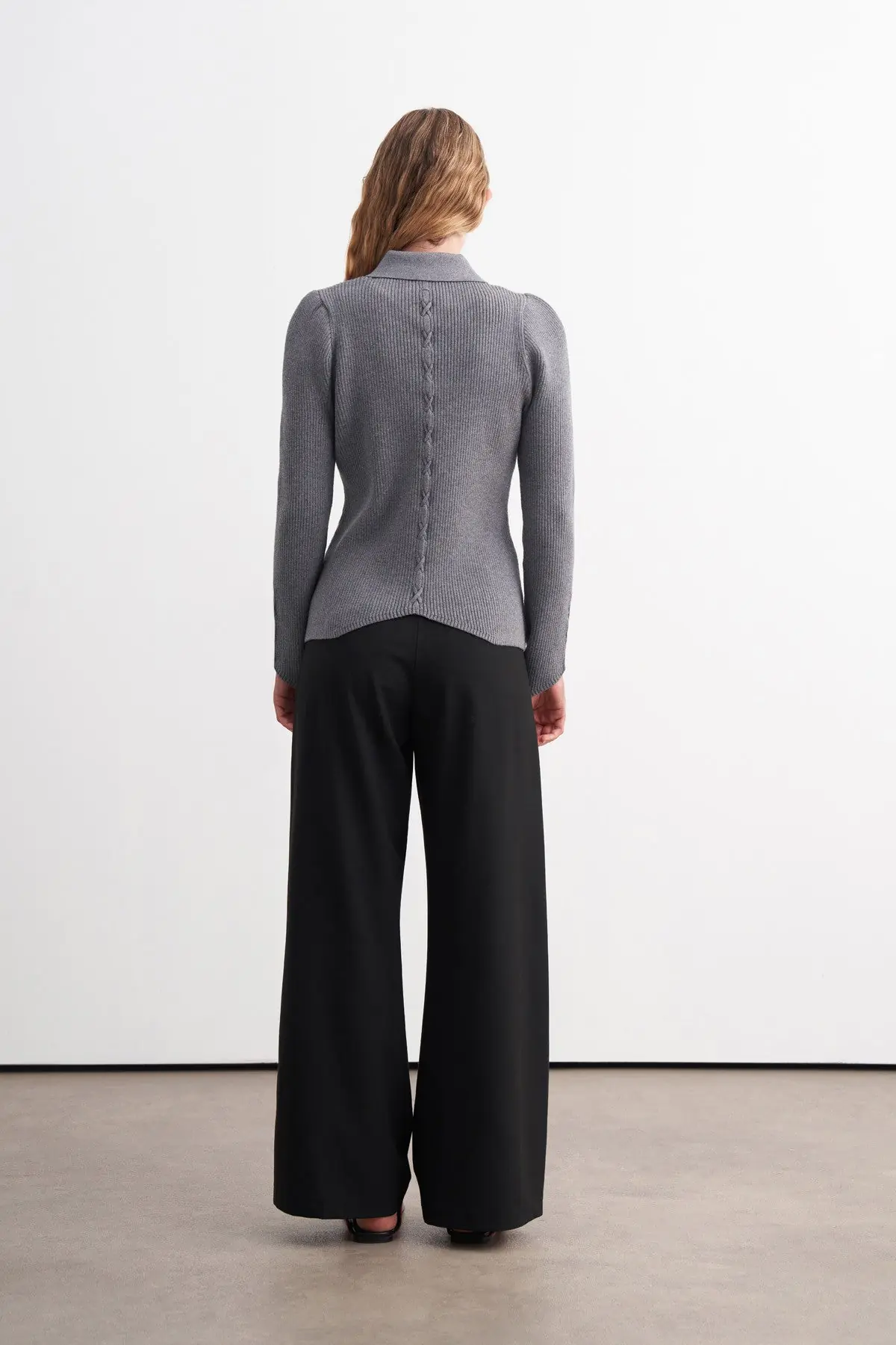 Örgü Detaylı Peplum Triko Hırka, photo 7