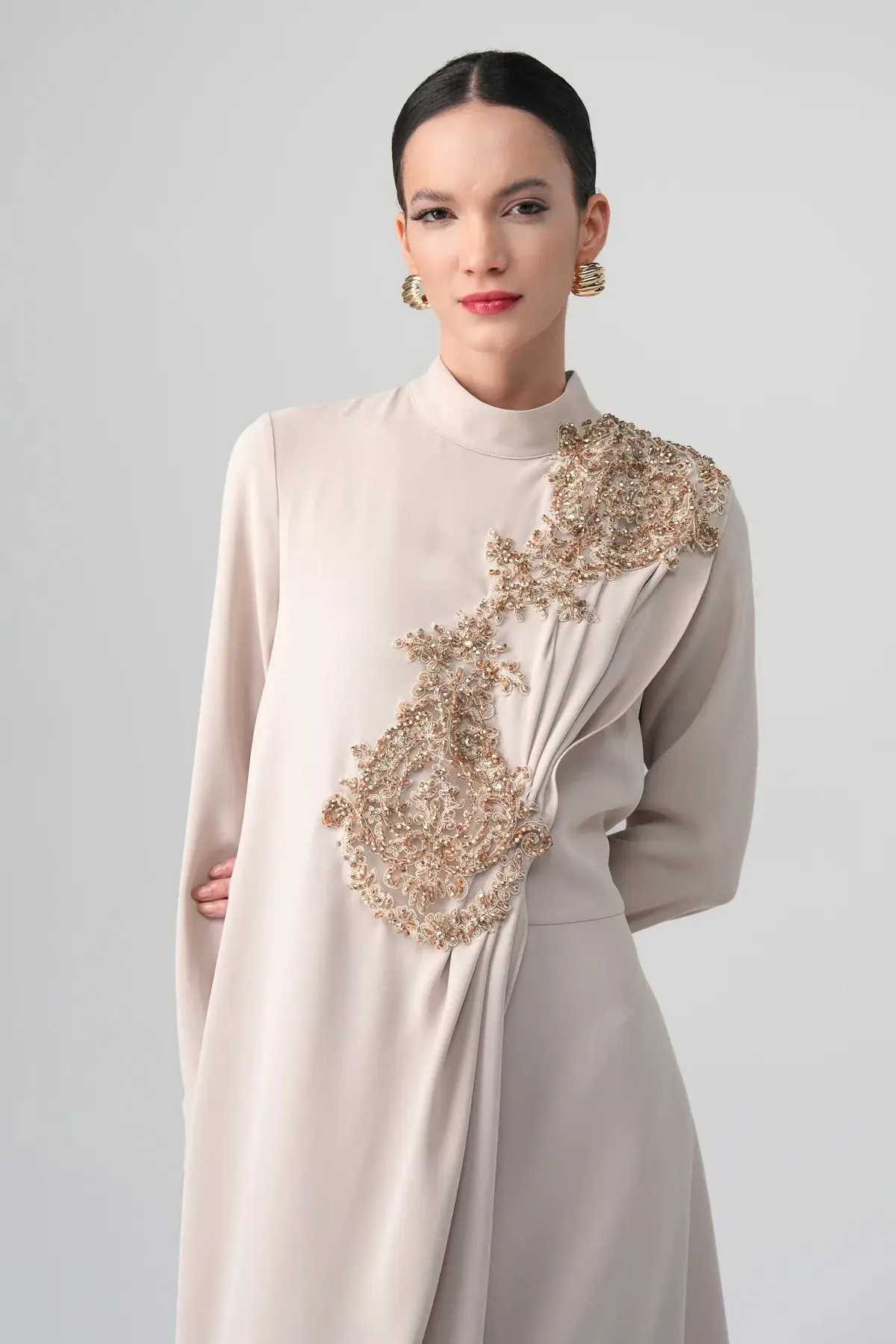 Arvella Draped Maxi Dress – Cream, photo 3