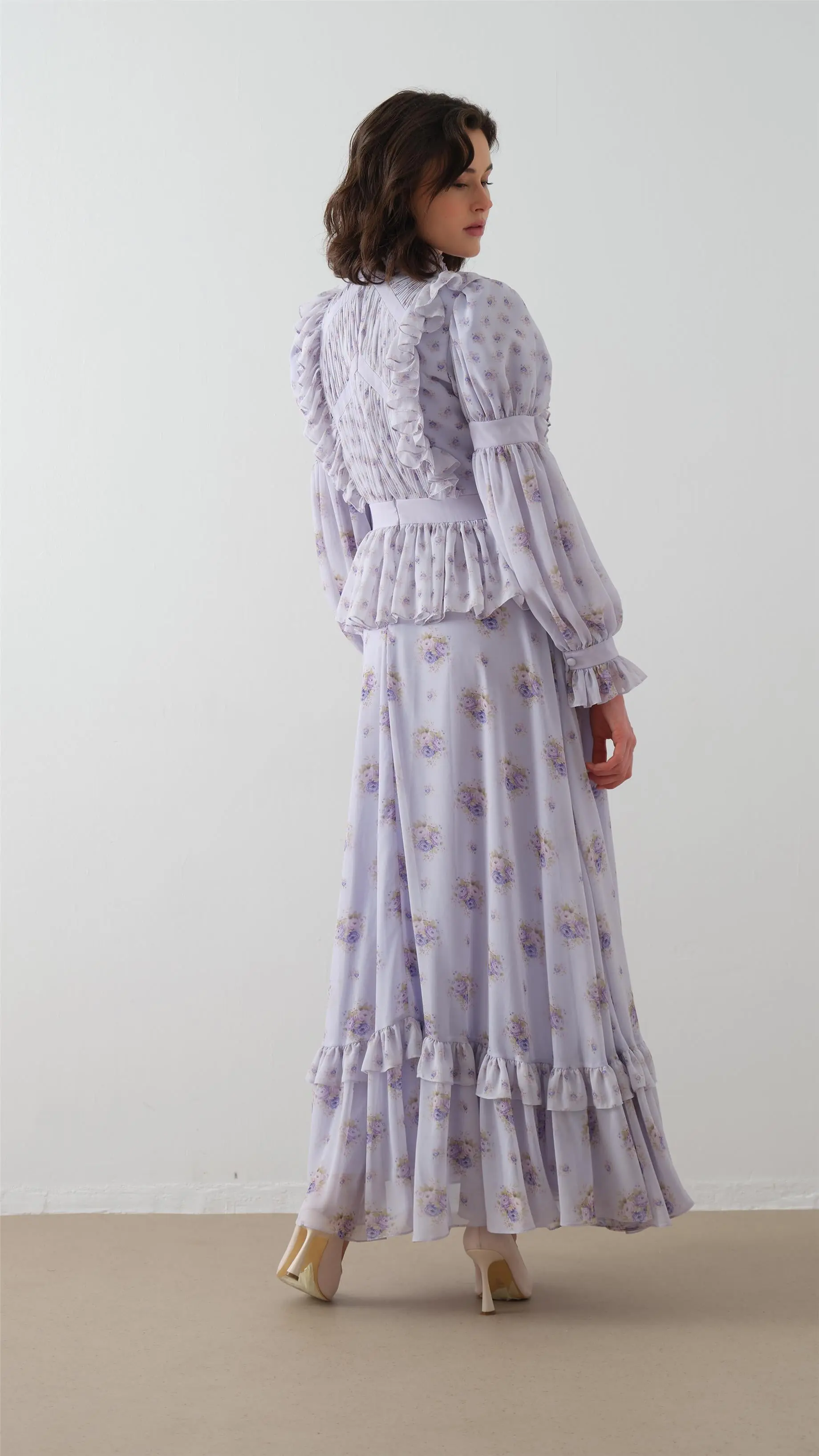 Panel-Detail Balloon Sleeve Dress – Lilac, photo 5
