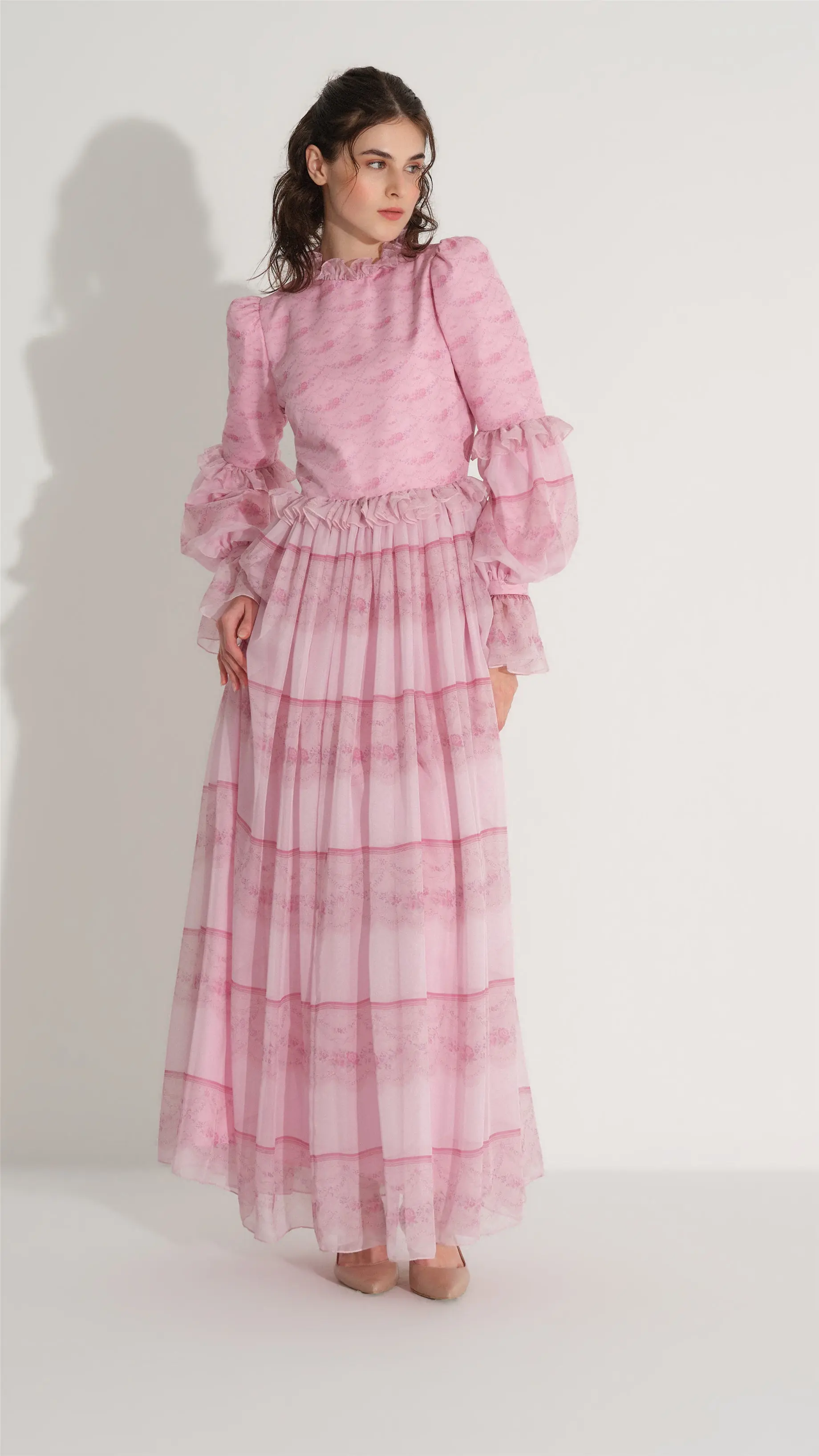 Panel Print Silk Chiffon Dress – Pink, photo 5