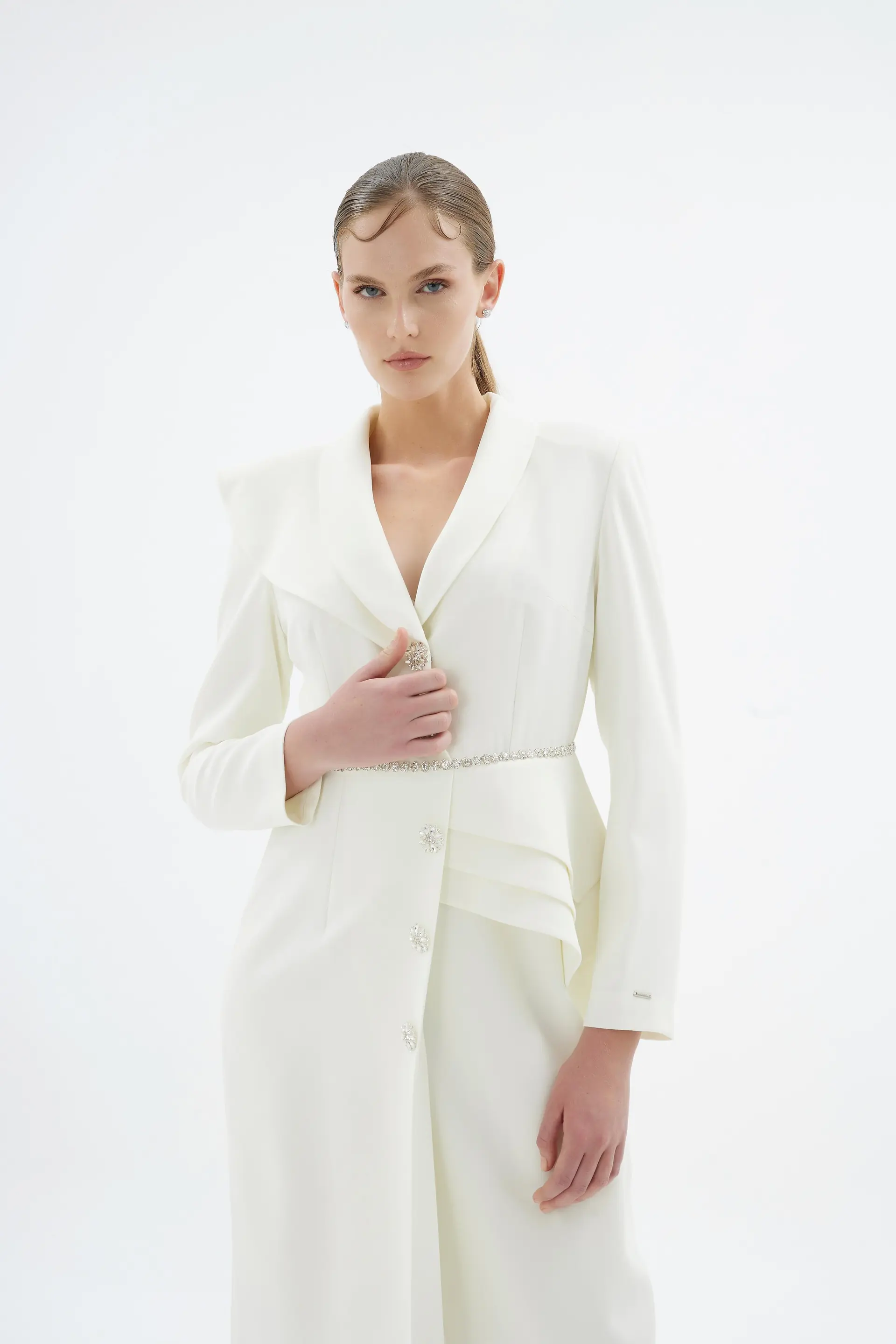 Liana Tailored Jacket Dress – Ecru, photo 3