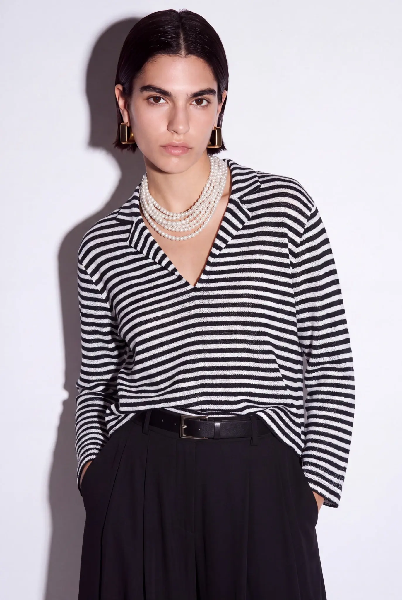 Freya Black-White Striped Blouse