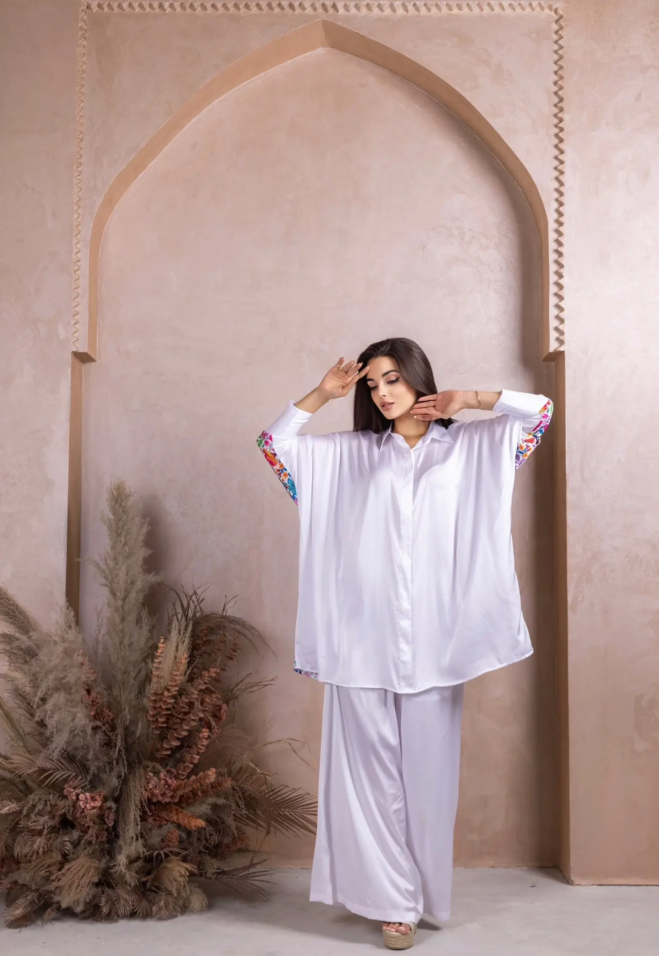 White flower Silk Co-ord Set, photo 2