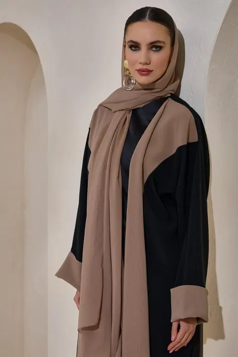 Casual Abaya - Black Brown, photo 2