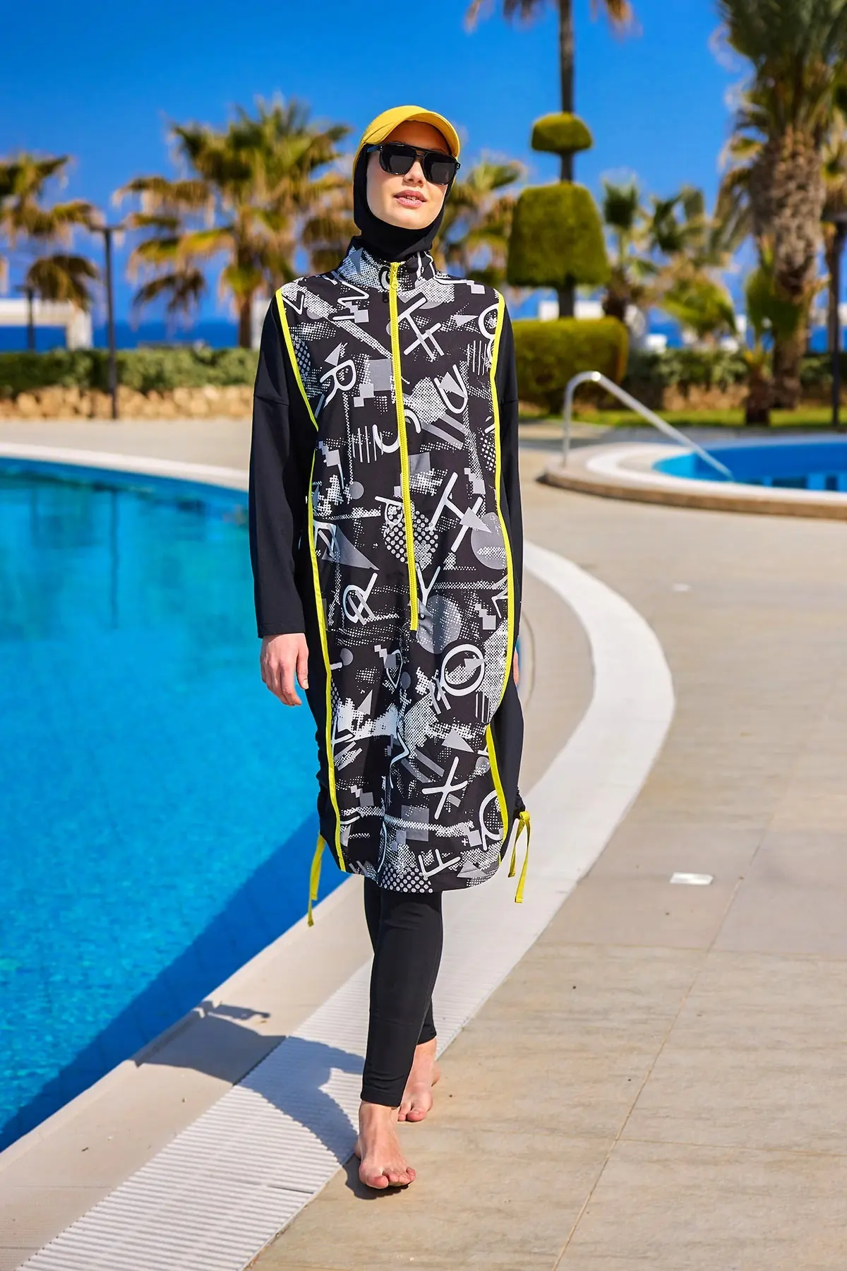 Black Full Coverage Modest Swimwear Burkini Set M2536, photo 4