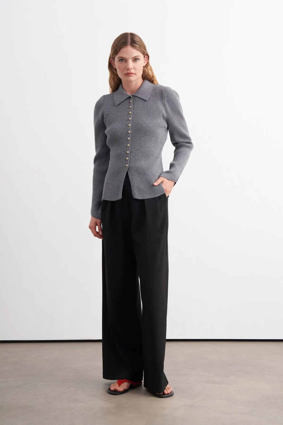 Örgü Detaylı Peplum Triko Hırka, photo 5