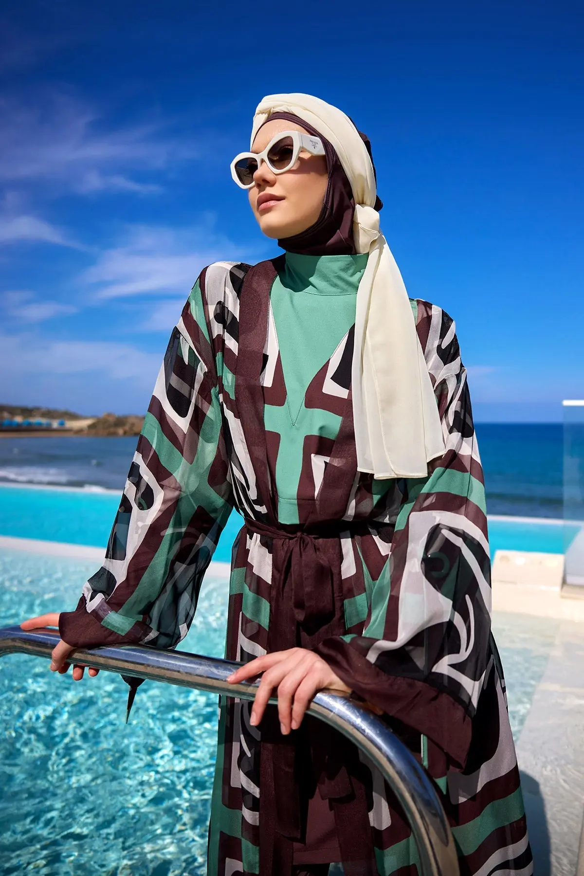 Silky Full Coverage Modest Kimono – Brown, photo 3