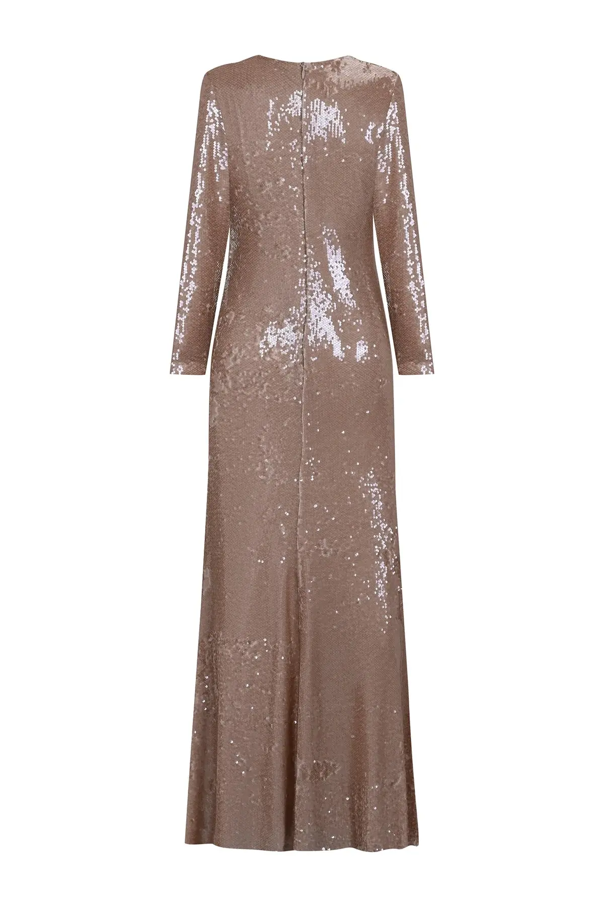 Draped Sequin Evening Dress – Dark Cream, photo 2