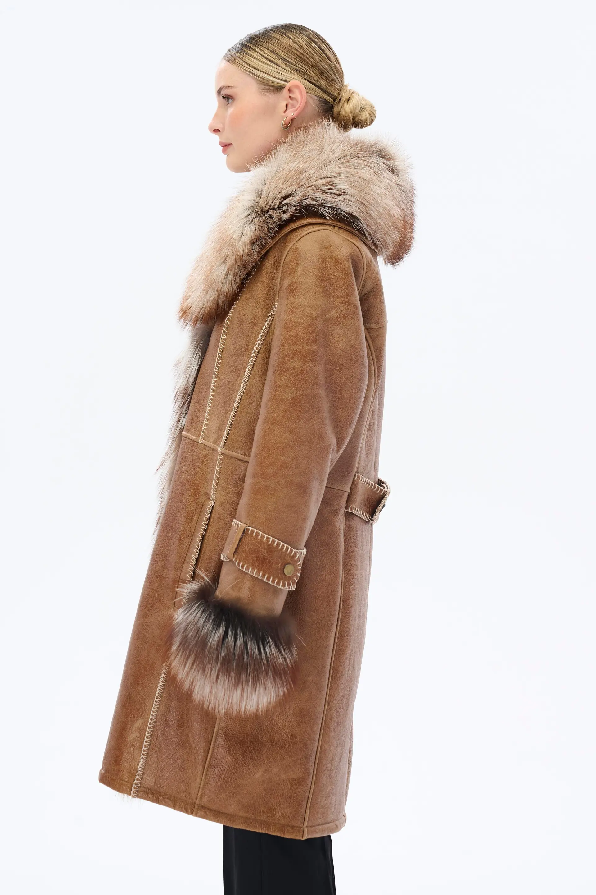 Argentin Leather Coat — Brown, photo 3